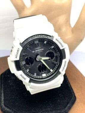 Casio Mens Watch G-Shock GAS100 White Resin Analog Digital Tough Solar 47mm 5445